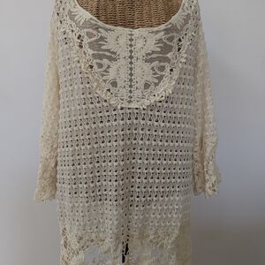 Chic Cream Crochet Lace Blouse